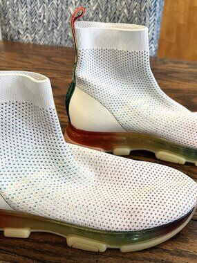 Michael Kors Kendra Sock Sneakers Rainbow Sole Ankle Bootie White Size 8.5